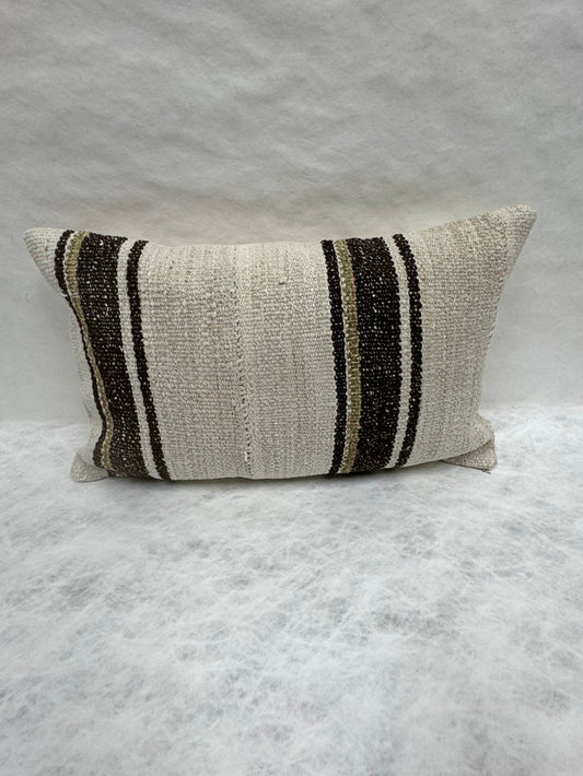 Turkish Hemp Pillow Cushion Natural Beige Black Pillow Cushion Cover 16" x 24" #30102