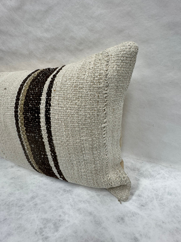 Turkish Hemp Pillow Cushion Natural Beige Black Pillow Cushion Cover 16" x 24" #30102
