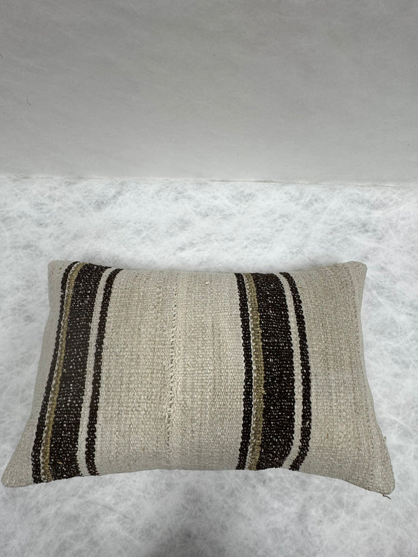 Turkish Hemp Pillow Cushion Natural Beige Black Pillow Cushion Cover 16" x 24" #30102