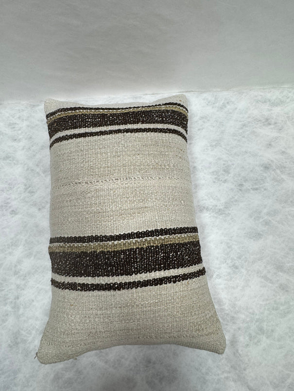 Turkish Hemp Pillow Cushion Natural Beige Black Pillow Cushion Cover 16" x 24" #30102