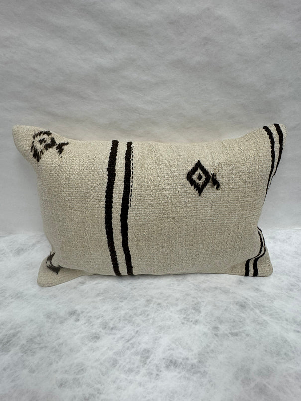 Turkish Hemp Pillow Cushion Natural Beige Black Pillow Cushion Cover 16" x 24" #30067