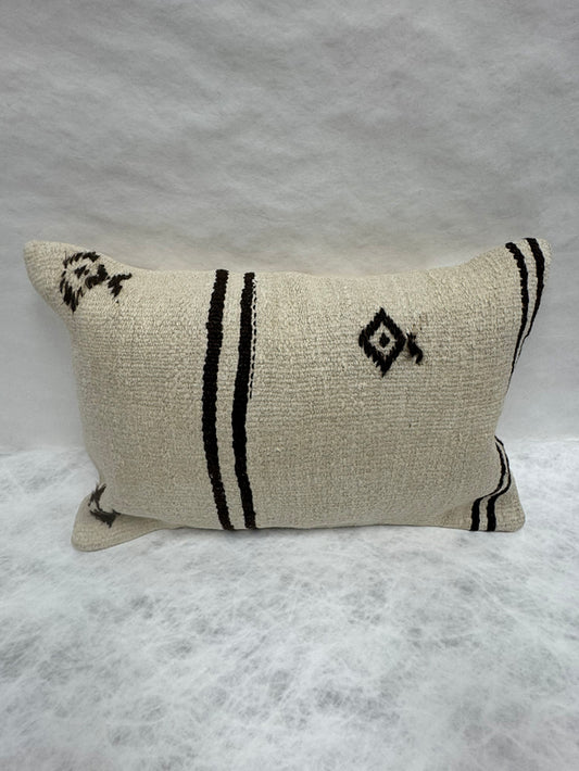 Turkish Hemp Pillow Cushion Natural Beige Black Pillow Cushion Cover 16" x 24" #30067