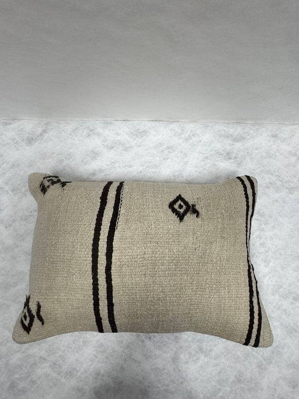 Turkish Hemp Pillow Cushion Natural Beige Black Pillow Cushion Cover 16" x 24" #30067