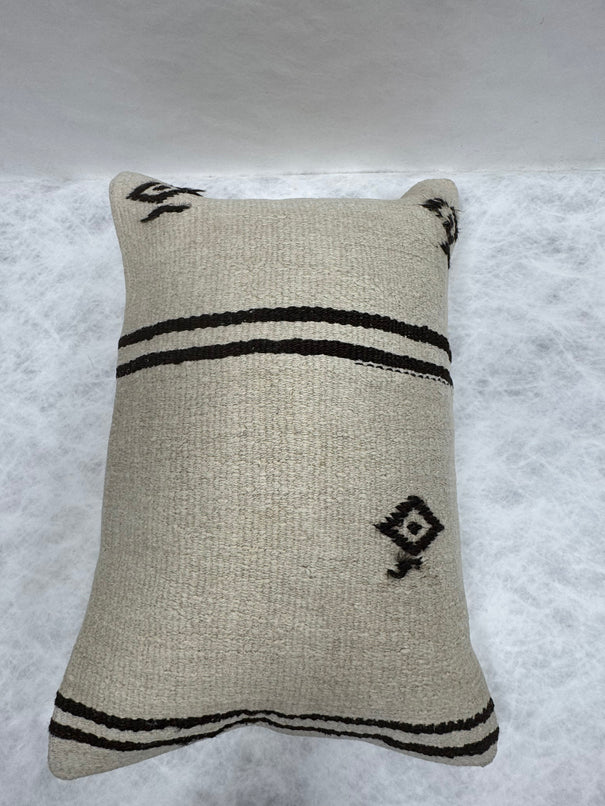 Turkish Hemp Pillow Cushion Natural Beige Black Pillow Cushion Cover 16" x 24" #30067