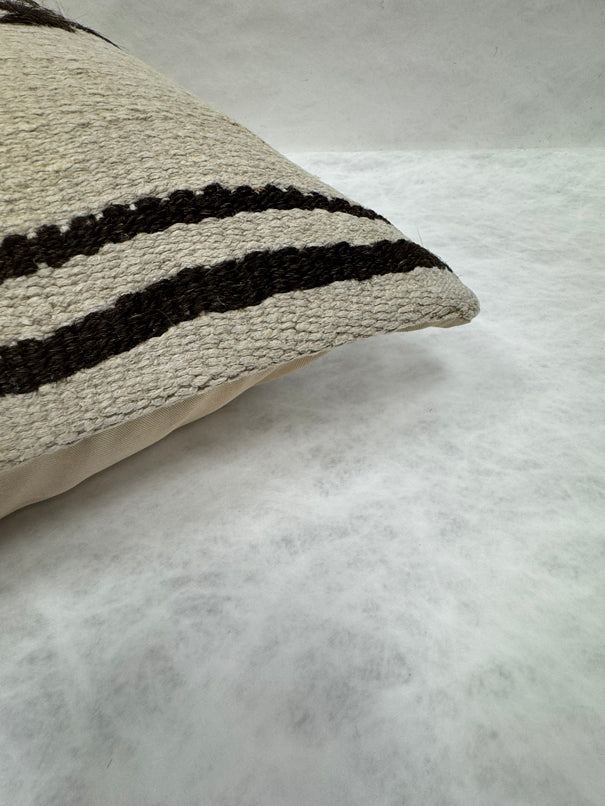 Turkish Hemp Pillow Cushion Natural Beige Black Pillow Cushion Cover 16" x 24" #30067