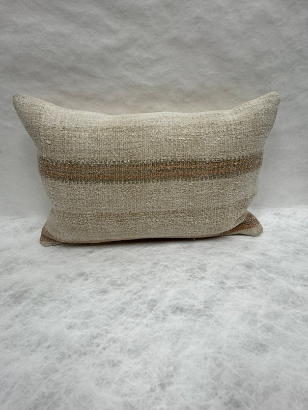Turkish Hemp Pillow Cushion Natural Beige Rust Pillow Cushion Cover 16" x 24" #30059