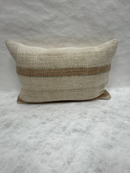 Turkish Hemp Pillow Cushion Natural Beige Rust Pillow Cushion Cover 16" x 24" #30059