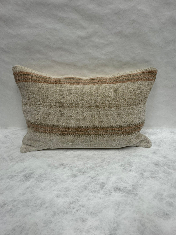 Turkish Hemp Pillow Cushion Natural Beige Rust Pillow Cushion Cover 16" x 24" #30059
