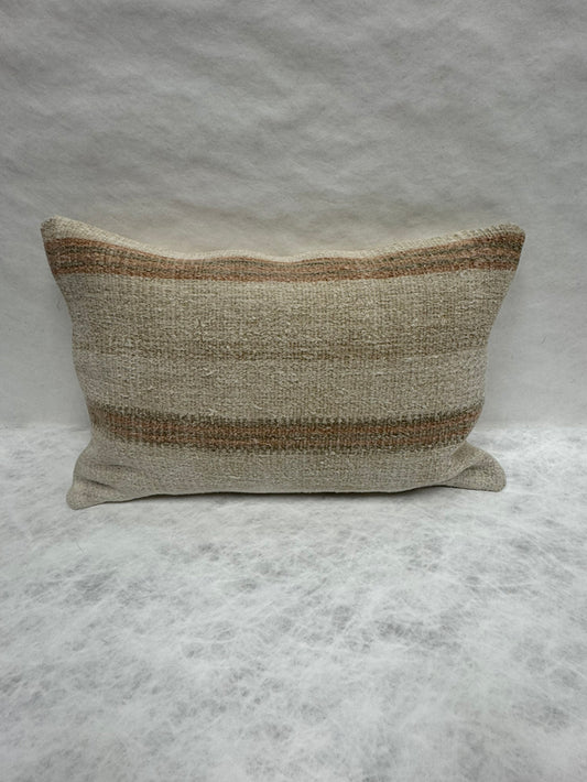 Turkish Hemp Pillow Cushion Natural Beige Rust Pillow Cushion Cover 16" x 24" #30059