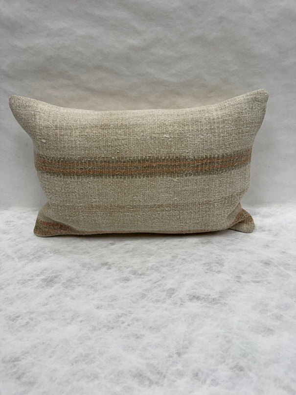 Turkish Hemp Pillow Cushion Natural Beige Rust Pillow Cushion Cover 16" x 24" #30059