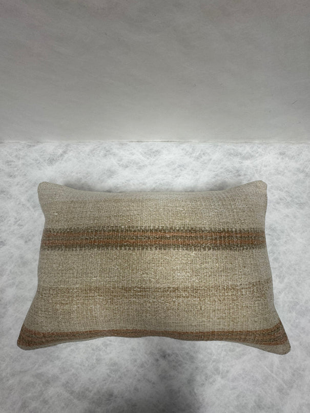 Turkish Hemp Pillow Cushion Natural Beige Rust Pillow Cushion Cover 16" x 24" #30059