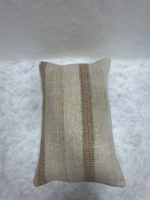 Turkish Hemp Pillow Cushion Natural Beige Rust Pillow Cushion Cover 16" x 24" #30059