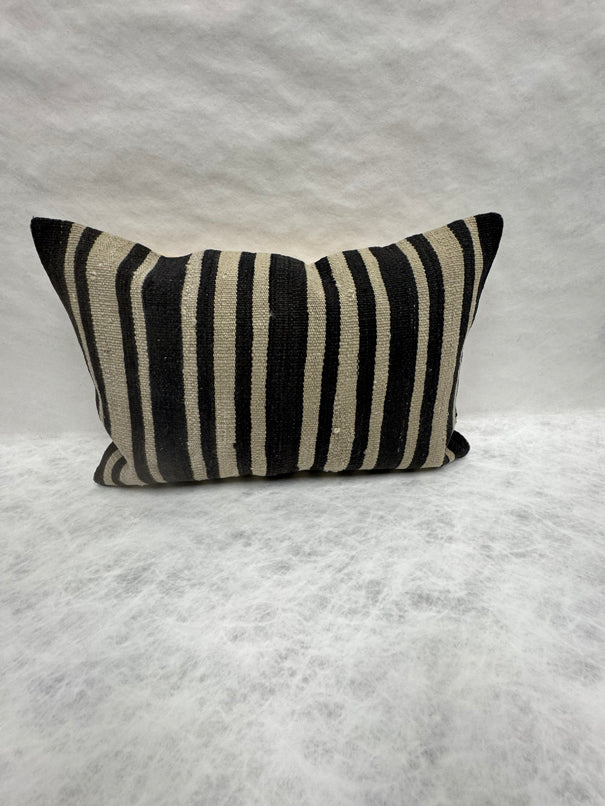 Turkish Hemp Pillow Cushion Natural Beige Black Pillow Cushion Cover 16" x 24" #30060