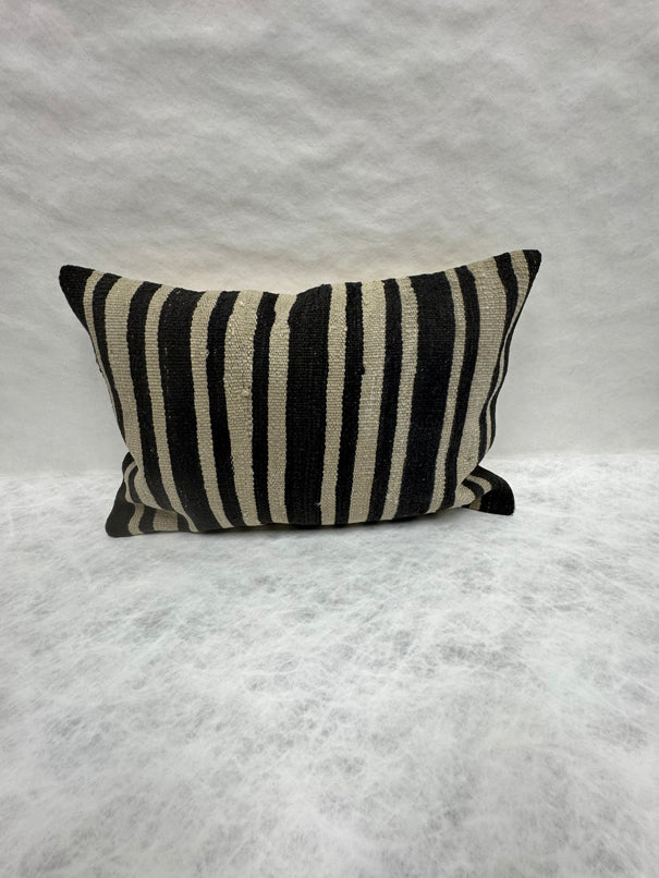 Turkish Hemp Pillow Cushion Natural Beige Black Pillow Cushion Cover 16" x 24" #30060