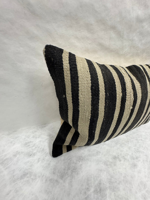 Turkish Hemp Pillow Cushion Natural Beige Black Pillow Cushion Cover 16" x 24" #30060