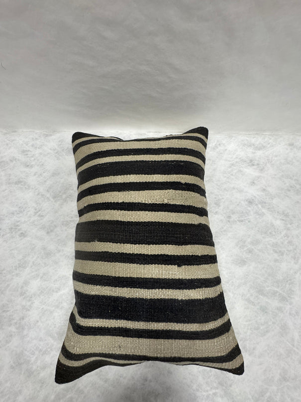Turkish Hemp Pillow Cushion Natural Beige Black Pillow Cushion Cover 16" x 24" #30060