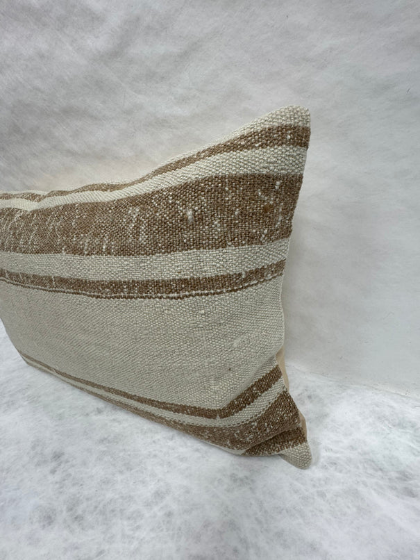 Turkish Hemp Pillow Cushion Natural Beige Brown Pillow Cushion Cover 16" x 24" #30062