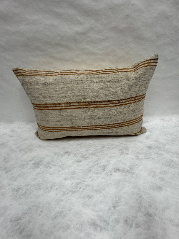 Turkish Hemp Pillow Cushion Natural Beige Rusty Brown Pillow Cushion Cover 16" x 24" #30074