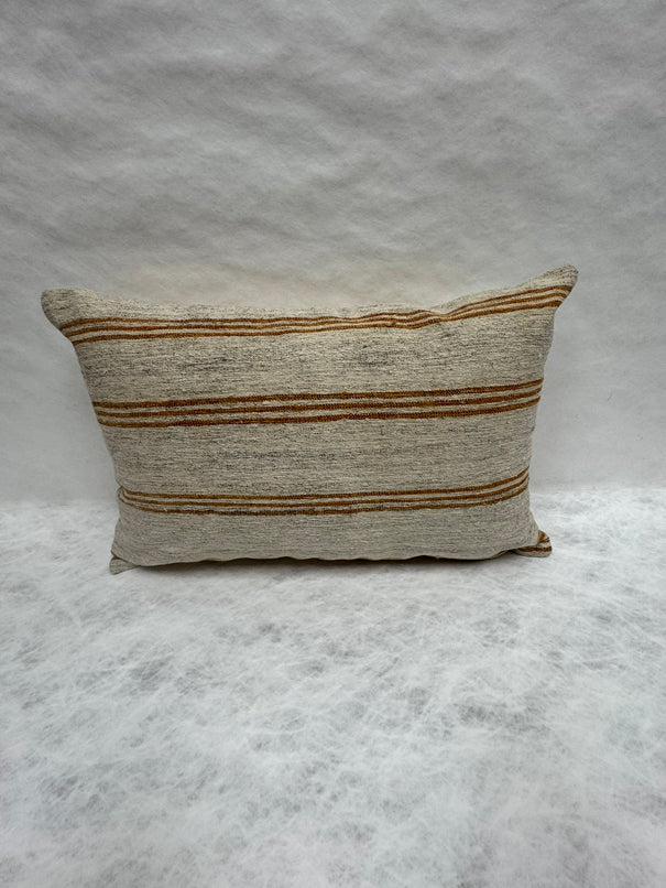 Turkish Hemp Pillow Cushion Natural Beige Rusty Brown Pillow Cushion Cover 16" x 24" #30074