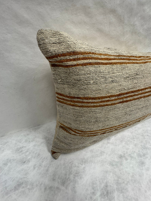 Turkish Hemp Pillow Cushion Natural Beige Rusty Brown Pillow Cushion Cover 16" x 24" #30074