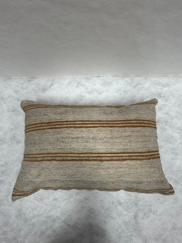 Turkish Hemp Pillow Cushion Natural Beige Rusty Brown Pillow Cushion Cover 16" x 24" #30074
