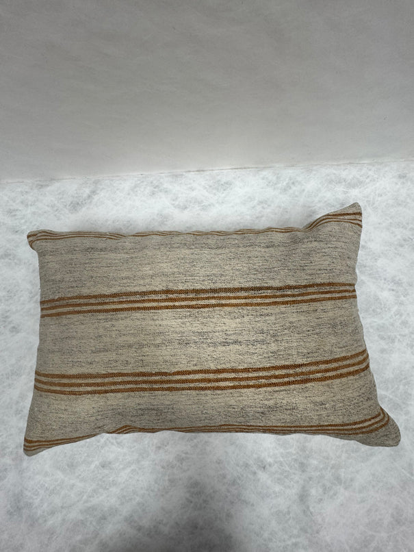 Turkish Hemp Pillow Cushion Natural Beige Rusty Brown Pillow Cushion Cover 16" x 24" #30074