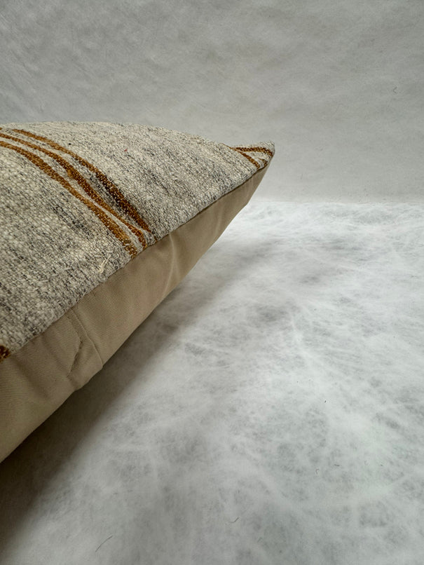 Turkish Hemp Pillow Cushion Natural Beige Rusty Brown Pillow Cushion Cover 16" x 24" #30074