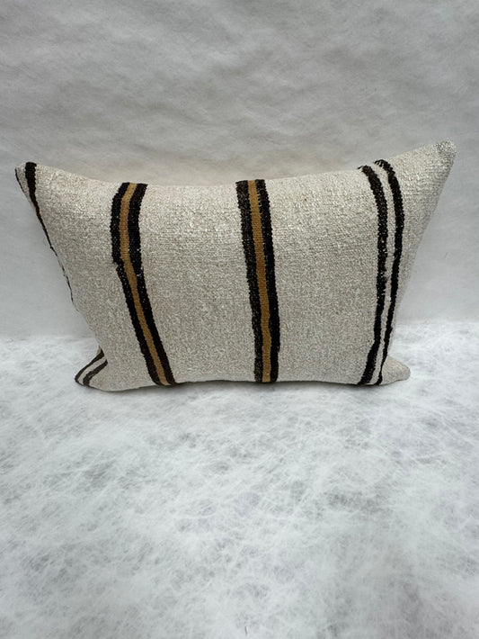Turkish Hemp Pillow Cushion Natural Beige Black Pillow Cushion Cover 16" x 24" #30075