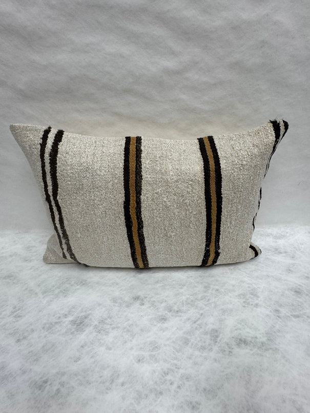 Turkish Hemp Pillow Cushion Natural Beige Black Pillow Cushion Cover 16" x 24" #30075