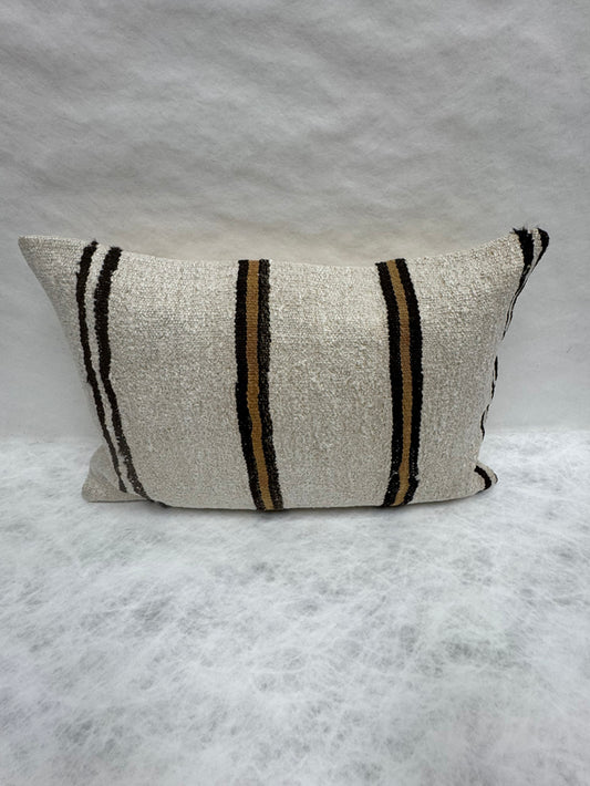 Turkish Hemp Pillow Cushion Natural Beige Black Pillow Cushion Cover 16" x 24" #30075