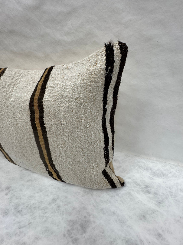 Turkish Hemp Pillow Cushion Natural Beige Black Pillow Cushion Cover 16" x 24" #30075