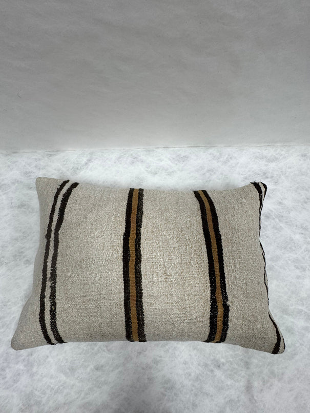 Turkish Hemp Pillow Cushion Natural Beige Black Pillow Cushion Cover 16" x 24" #30075