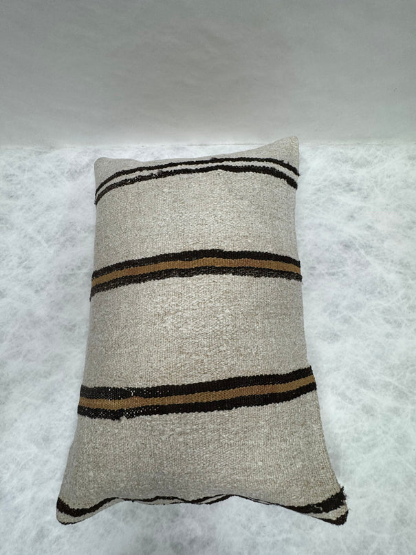 Turkish Hemp Pillow Cushion Natural Beige Black Pillow Cushion Cover 16" x 24" #30075