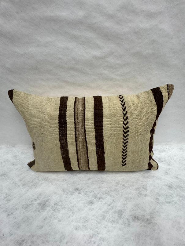 Turkish Hemp Pillow Cushion Natural Beige Dark Brown Pillow Cushion Cover 16" x 24" #30077
