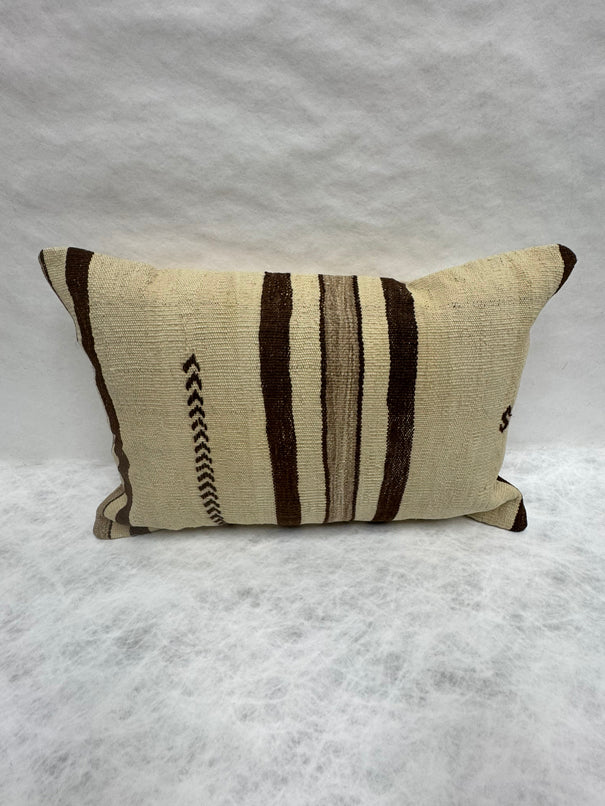 Turkish Hemp Pillow Cushion Natural Beige Dark Brown Pillow Cushion Cover 16" x 24" #30077