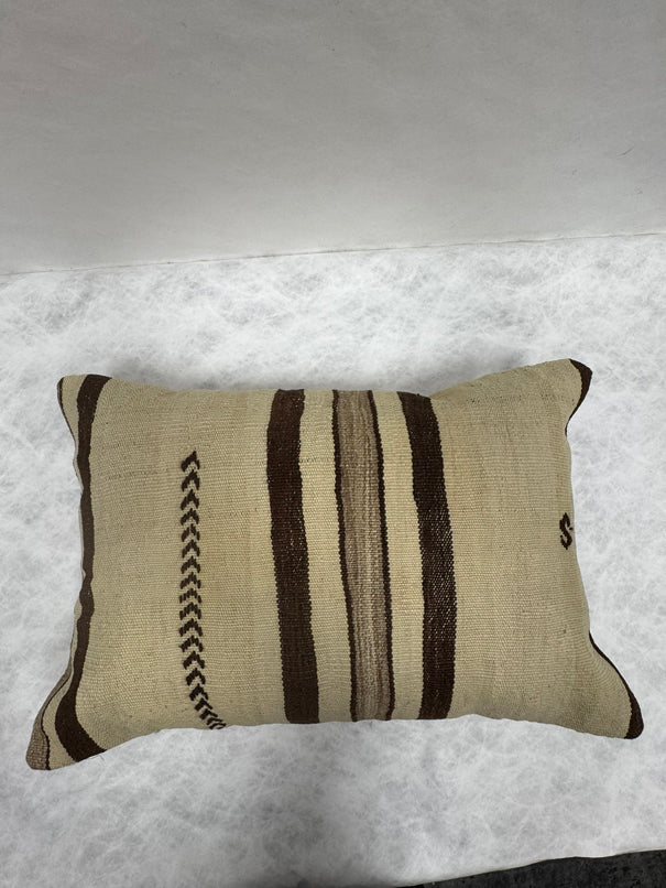 Turkish Hemp Pillow Cushion Natural Beige Dark Brown Pillow Cushion Cover 16" x 24" #30077