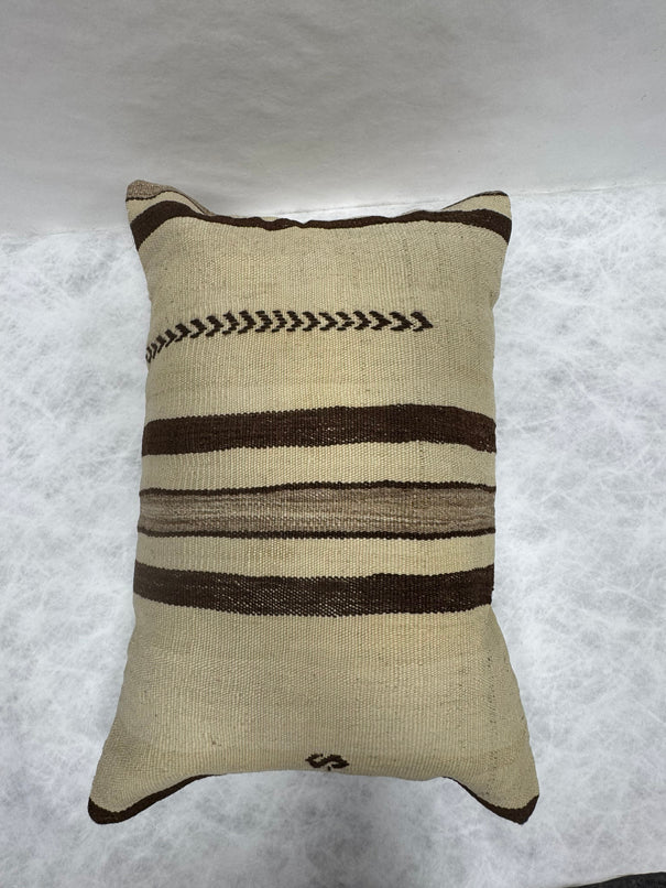 Turkish Hemp Pillow Cushion Natural Beige Dark Brown Pillow Cushion Cover 16" x 24" #30077