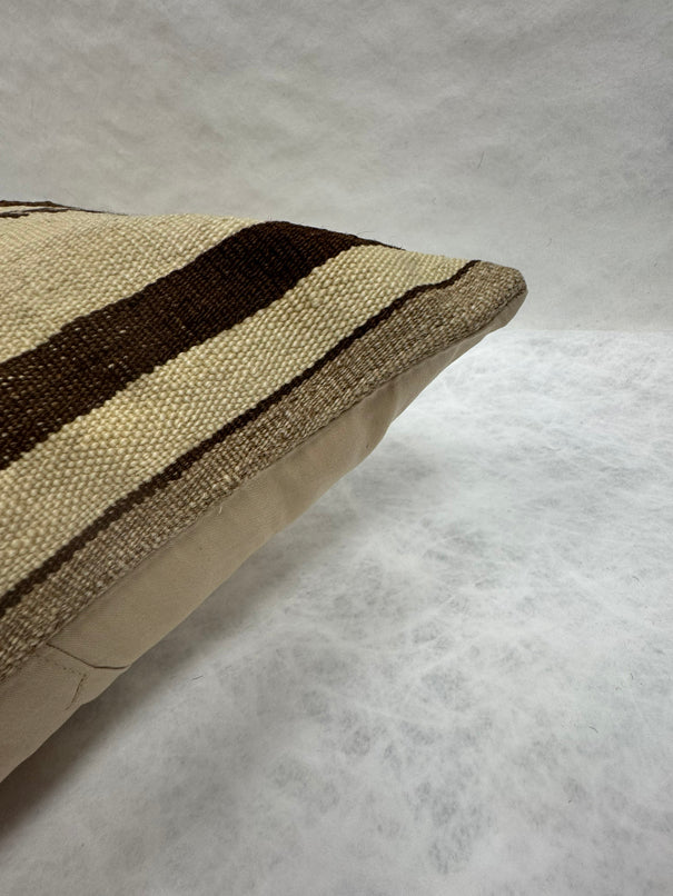 Turkish Hemp Pillow Cushion Natural Beige Dark Brown Pillow Cushion Cover 16" x 24" #30077