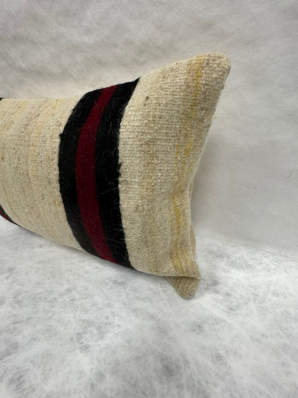 Turkish Hemp Pillow Cushion Natural Black Red Pillow Cushion Cover 16" x 24" #30076