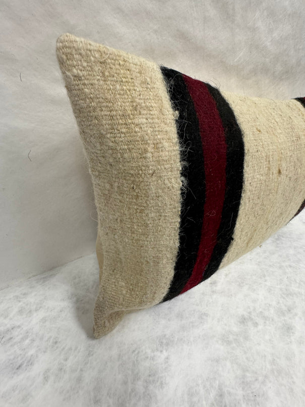 Turkish Hemp Pillow Cushion Natural Black Red Pillow Cushion Cover 16" x 24" #30076