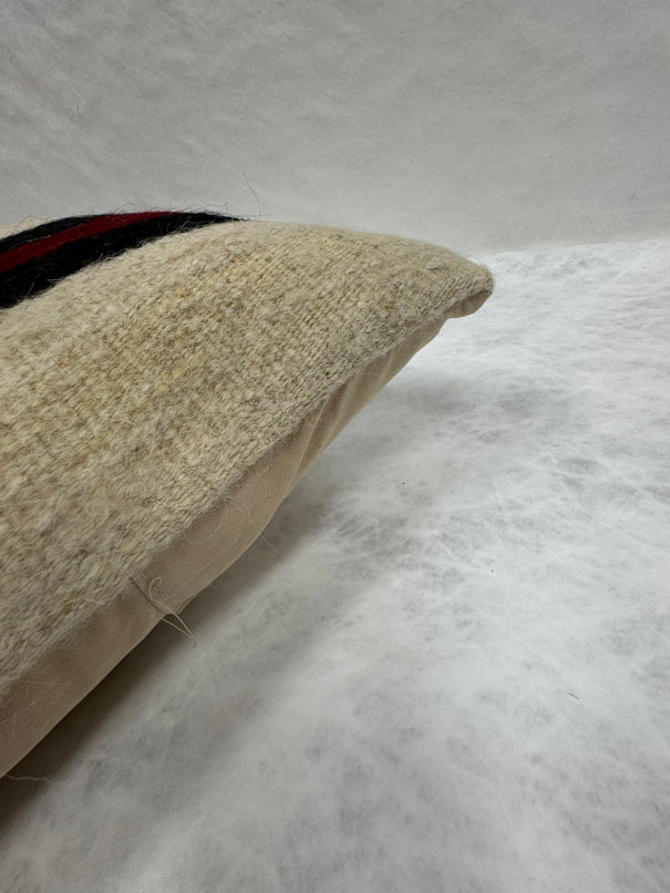 Turkish Hemp Pillow Cushion Natural Black Red Pillow Cushion Cover 16" x 24" #30076