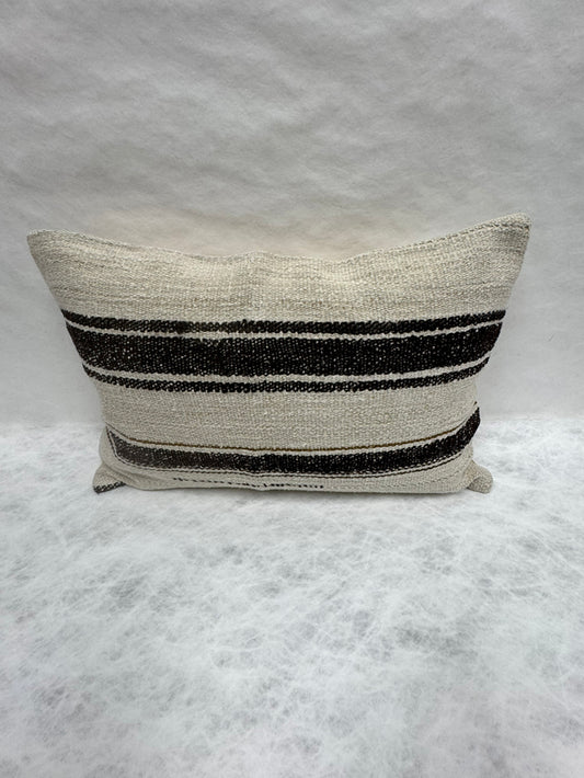 Turkish Hemp Pillow Cushion Natural Beige Black Pillow Cushion Cover 16" x 24" #30210