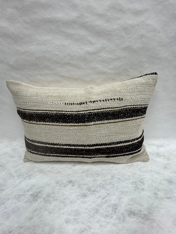 Turkish Hemp Pillow Cushion Natural Beige Black Pillow Cushion Cover 16" x 24" #30210