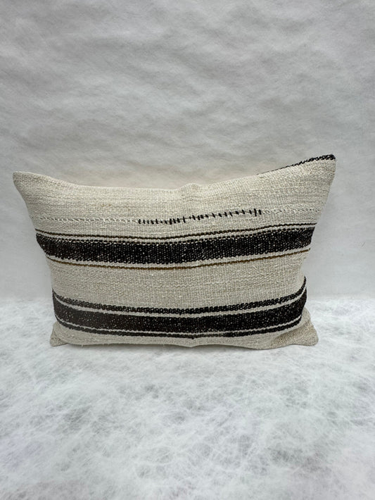 Turkish Hemp Pillow Cushion Natural Beige Black Pillow Cushion Cover 16" x 24" #30210