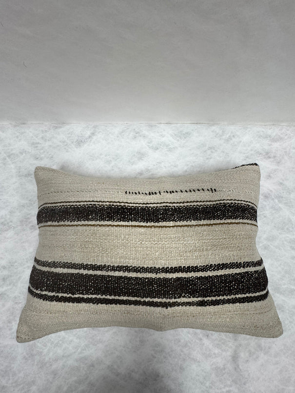 Turkish Hemp Pillow Cushion Natural Beige Black Pillow Cushion Cover 16" x 24" #30210