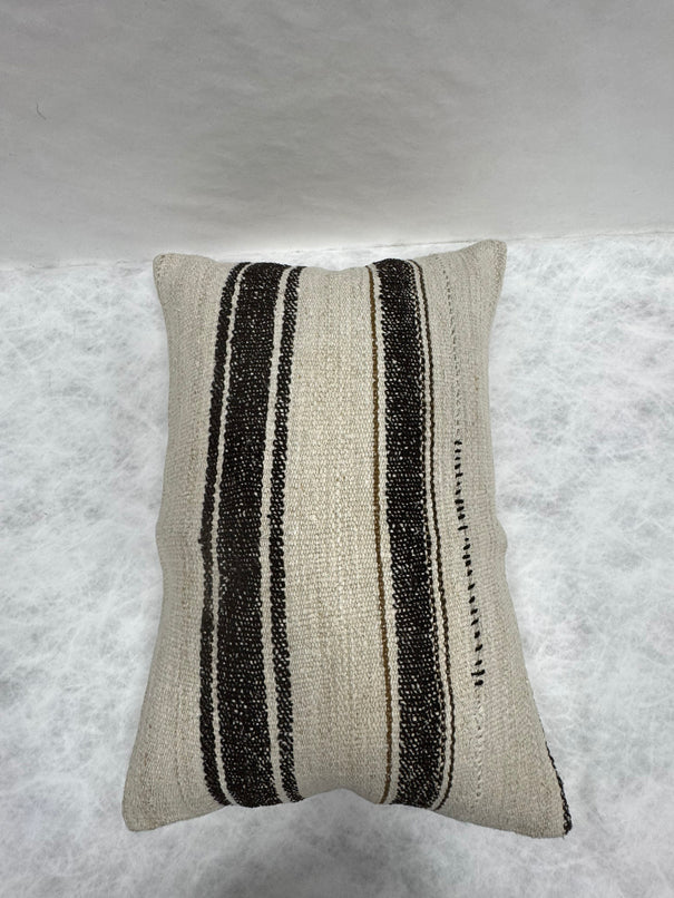 Turkish Hemp Pillow Cushion Natural Beige Black Pillow Cushion Cover 16" x 24" #30210