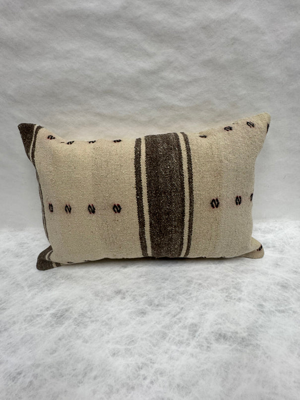Turkish Hemp Pillow Cushion Natural Beige Dark Brown Pillow Cushion Cover 16" x 24" #30063
