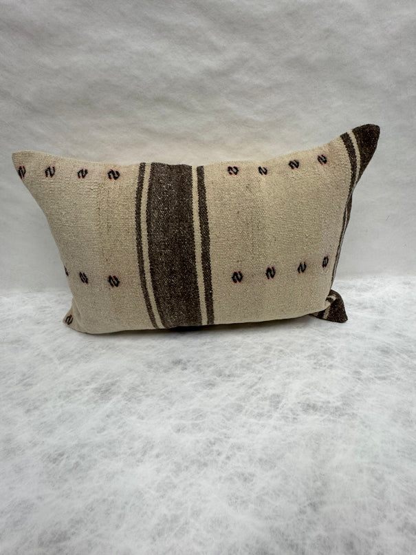 Turkish Hemp Pillow Cushion Natural Beige Dark Brown Pillow Cushion Cover 16" x 24" #30063