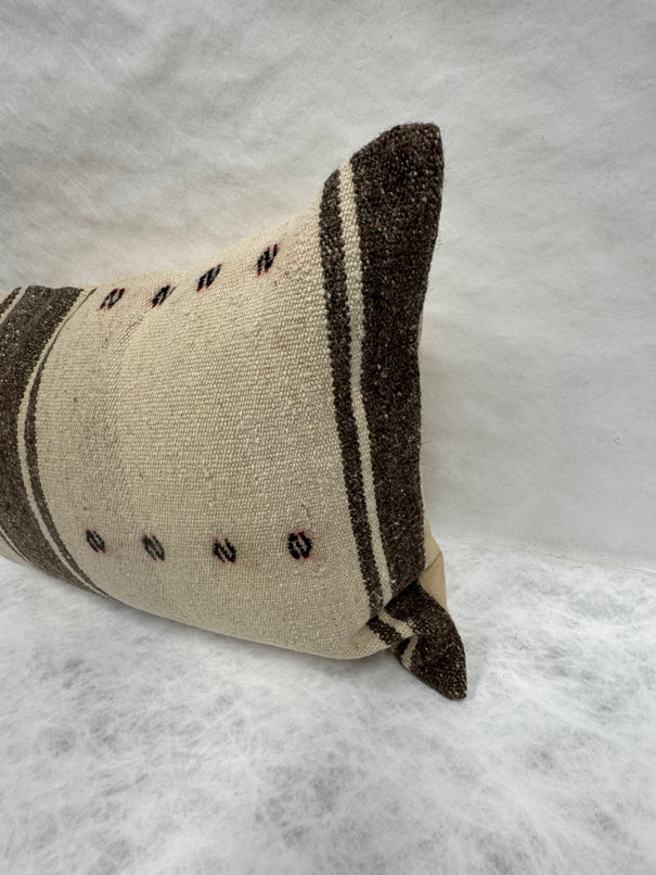 Turkish Hemp Pillow Cushion Natural Beige Dark Brown Pillow Cushion Cover 16" x 24" #30063