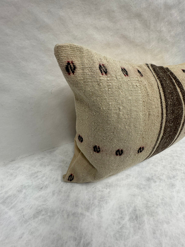 Turkish Hemp Pillow Cushion Natural Beige Dark Brown Pillow Cushion Cover 16" x 24" #30063